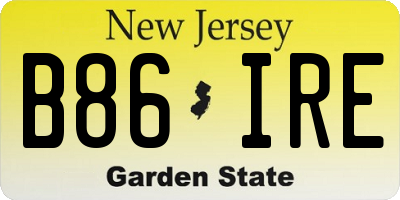 NJ license plate B86IRE
