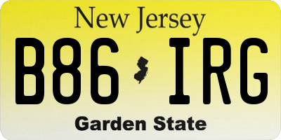 NJ license plate B86IRG