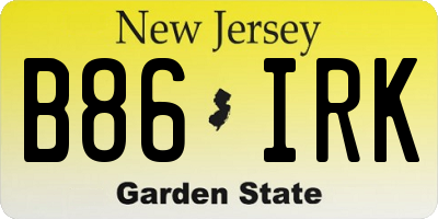 NJ license plate B86IRK