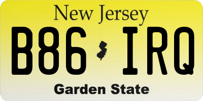 NJ license plate B86IRQ