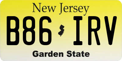 NJ license plate B86IRV