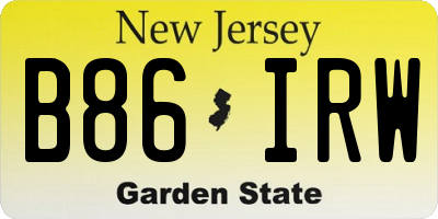 NJ license plate B86IRW