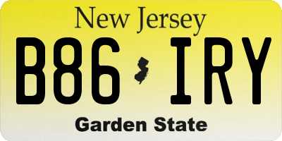NJ license plate B86IRY