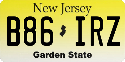 NJ license plate B86IRZ