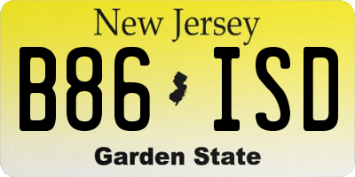 NJ license plate B86ISD