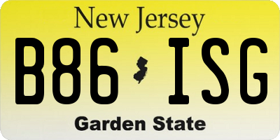 NJ license plate B86ISG