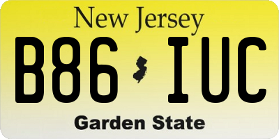 NJ license plate B86IUC