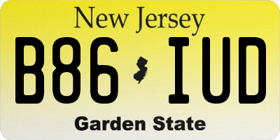 NJ license plate B86IUD
