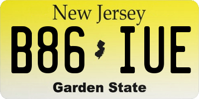 NJ license plate B86IUE