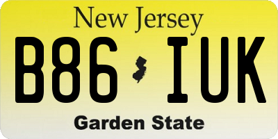 NJ license plate B86IUK