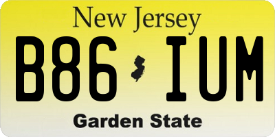 NJ license plate B86IUM