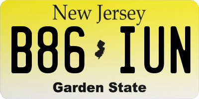 NJ license plate B86IUN