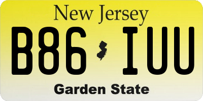 NJ license plate B86IUU
