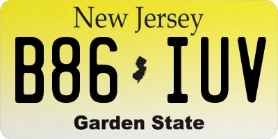 NJ license plate B86IUV