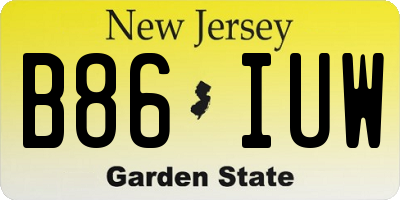 NJ license plate B86IUW