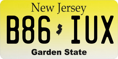 NJ license plate B86IUX