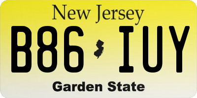 NJ license plate B86IUY