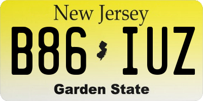NJ license plate B86IUZ