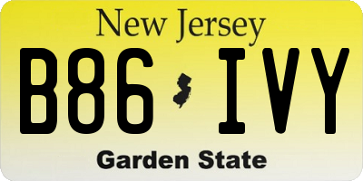 NJ license plate B86IVY