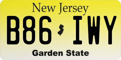 NJ license plate B86IWY