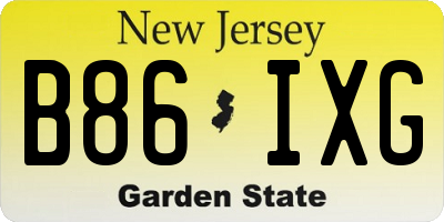 NJ license plate B86IXG