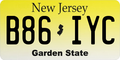 NJ license plate B86IYC