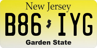 NJ license plate B86IYG