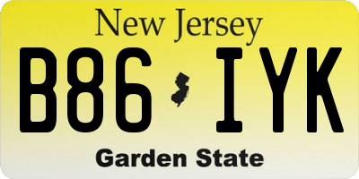 NJ license plate B86IYK