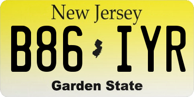 NJ license plate B86IYR