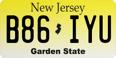 NJ license plate B86IYU