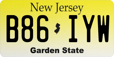 NJ license plate B86IYW