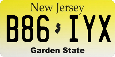 NJ license plate B86IYX