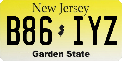 NJ license plate B86IYZ