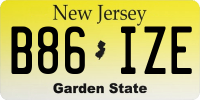 NJ license plate B86IZE
