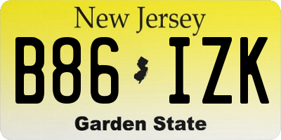 NJ license plate B86IZK
