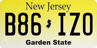 NJ license plate B86IZO