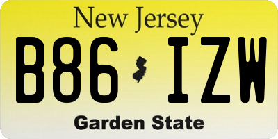 NJ license plate B86IZW