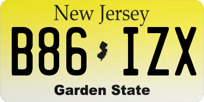 NJ license plate B86IZX