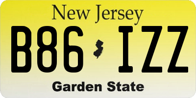 NJ license plate B86IZZ