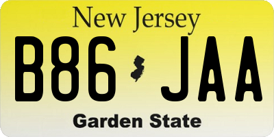 NJ license plate B86JAA