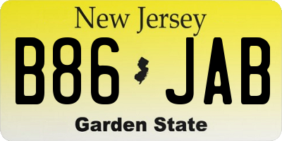 NJ license plate B86JAB