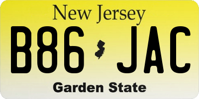 NJ license plate B86JAC