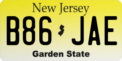 NJ license plate B86JAE