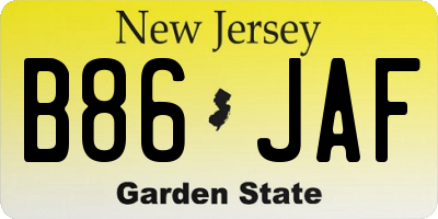 NJ license plate B86JAF
