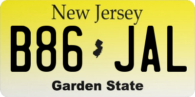 NJ license plate B86JAL