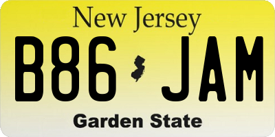 NJ license plate B86JAM