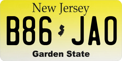 NJ license plate B86JAO