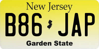 NJ license plate B86JAP