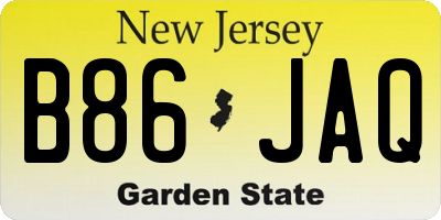NJ license plate B86JAQ
