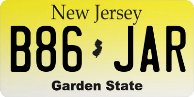 NJ license plate B86JAR